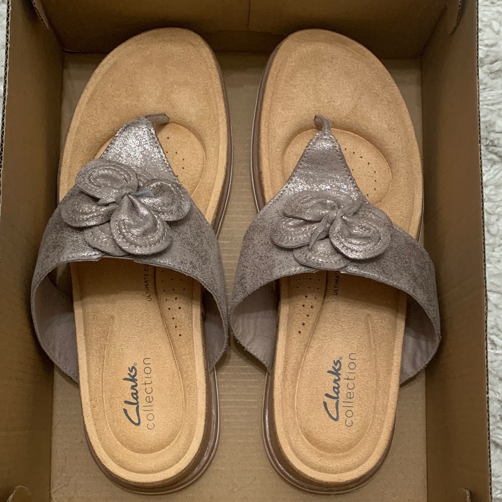 Collection By Clarks Brown Floral Shimmer Sandal